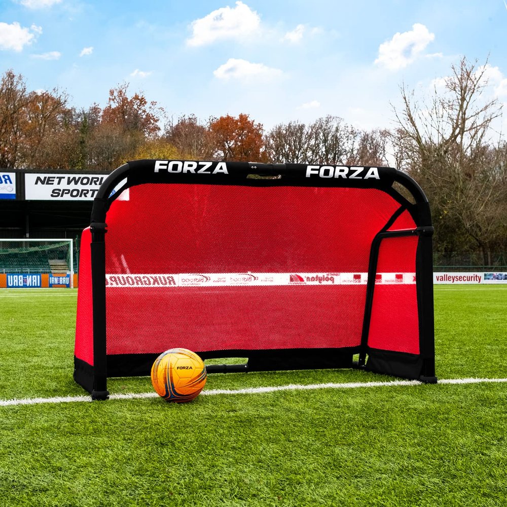 FORZA Aluminum POD Soccer Goals | PRO ALU50 Folding Soccer Goal - Fold-Away & Freestanding Target Goals - x4 Sizes and x9 Colors (Red, 4ft x 2.5ft)