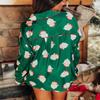NUFIWI Women Christmas Pajamas Shorts Set Cute Santa Pjs Long Sleeve Notch Collar Shirt Lounge Pants 2Piece Holiday Sleepwear(Cute Santa Claus Green,L) view 3