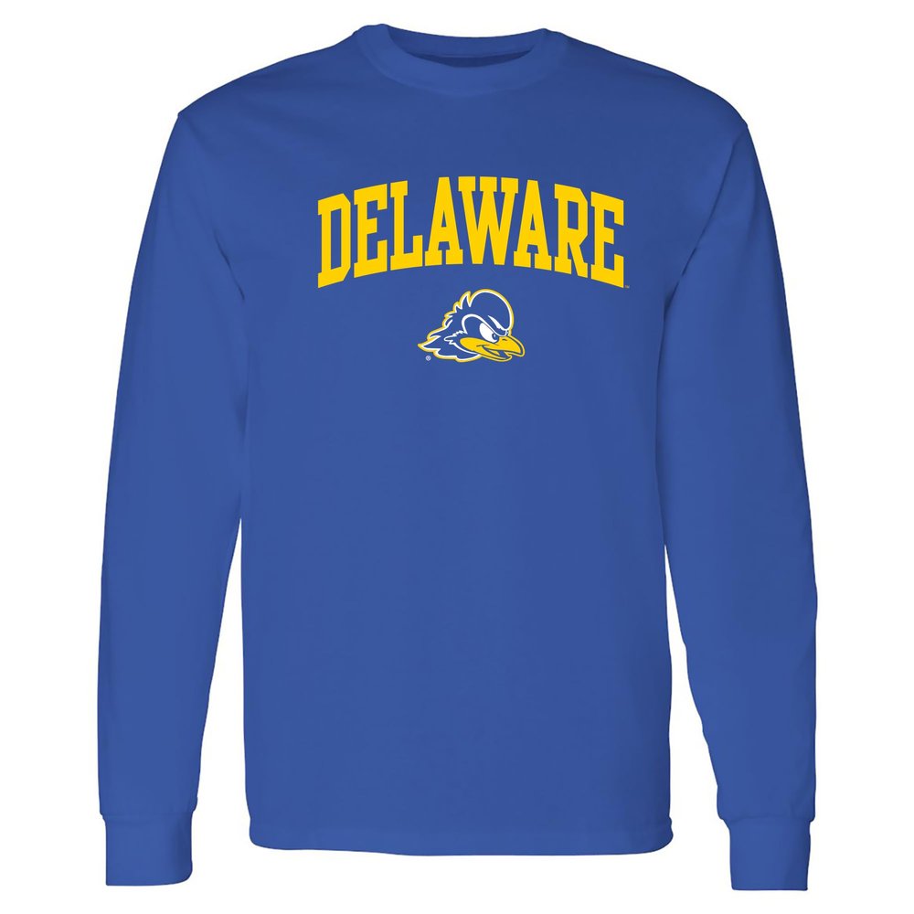 AL03 - Delaware Blue Hens Arch Logo Long Sleeve T Shirt - 2X-Large - Royal