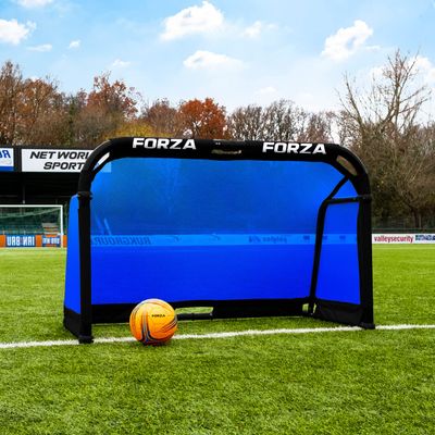 FORZA Aluminum POD Soccer Goals | PRO ALU50 Folding Soccer Goal - Fold-Away & Freestanding Target Goals - x4 Sizes and x9 Colors (Electric Blue, 4ft x 2.5ft)