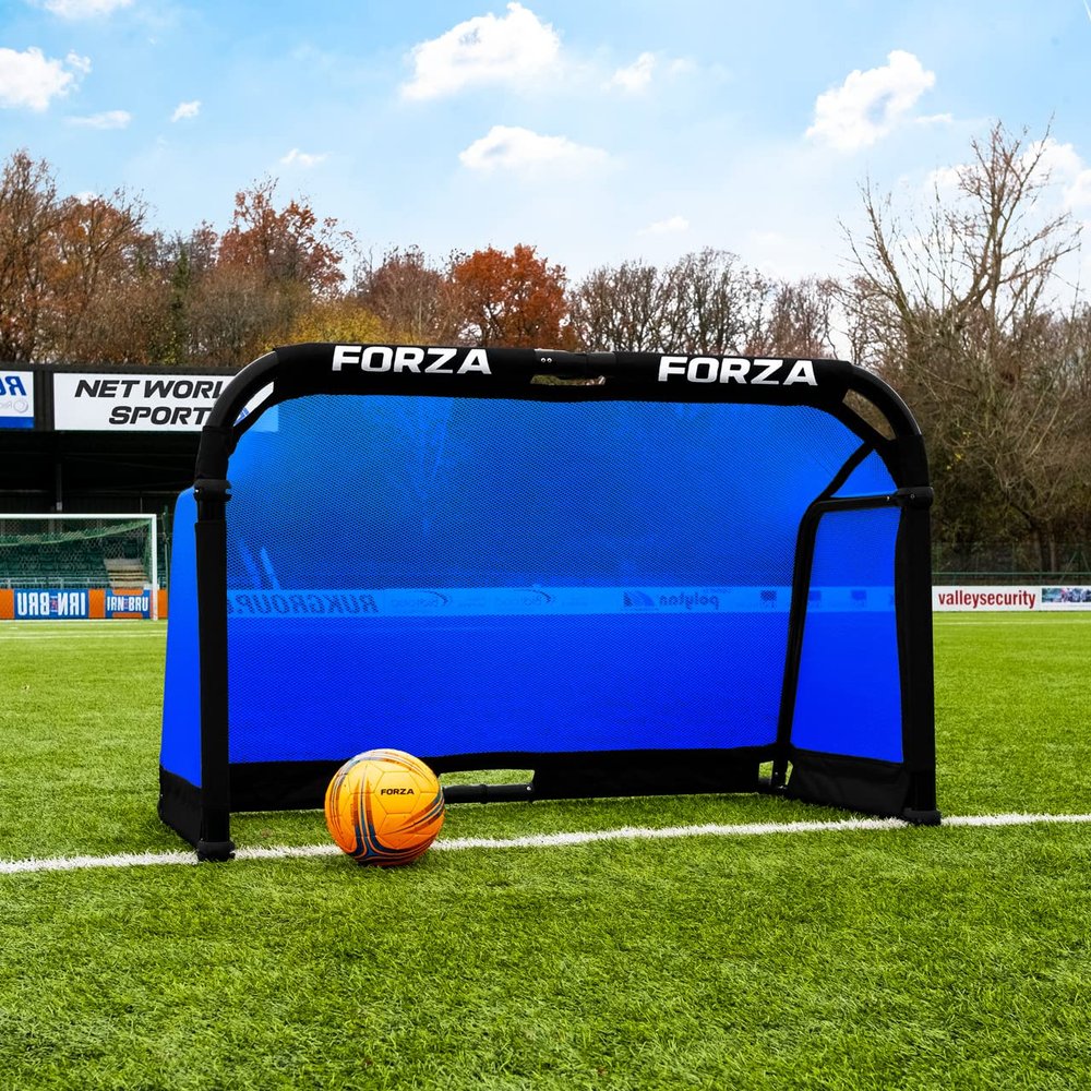 FORZA Aluminum POD Soccer Goals | PRO ALU50 Folding Soccer Goal - Fold-Away & Freestanding Target Goals - x4 Sizes and x9 Colors (Electric Blue, 4ft x 2.5ft)