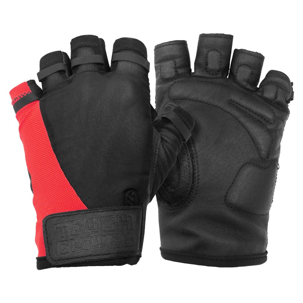 Superset Leather Workout Gloves for Weight-Lifting (Padded) Perfect for Gym Training (Breathable) Black (Black W/Red, 9 Mens M Womens XL)