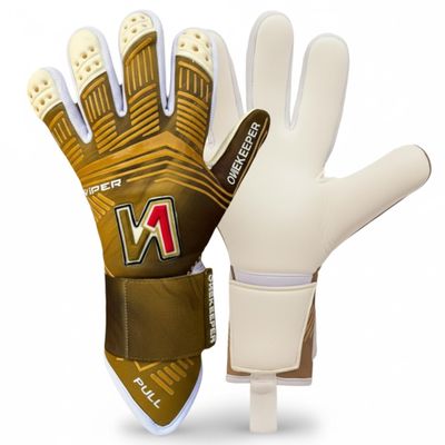 ONEKEEPER Viper Gold Professional-Level Goalkeeper Glove for Adults & Youth | GK Soccer Goalie Gloves | 3.5 mm Contact Latex | Negative Cut | Removable Strap (Gold, 11)