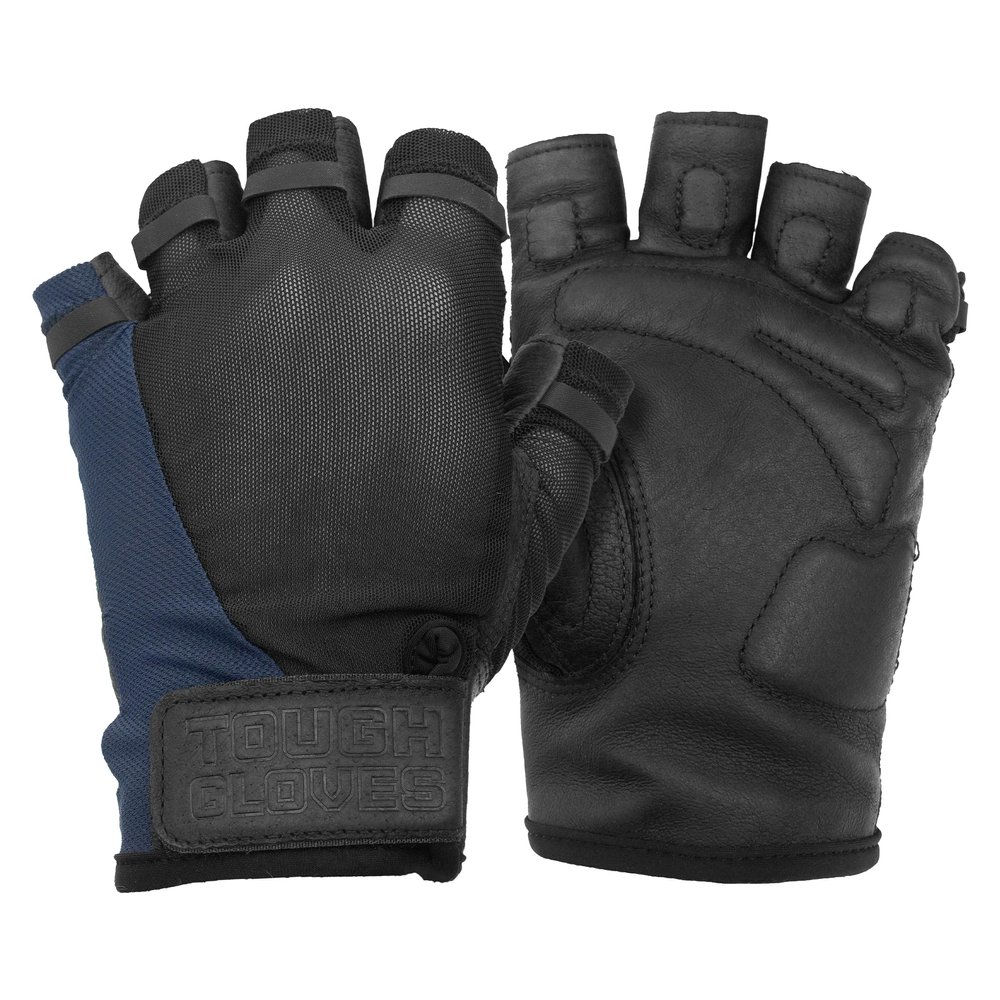 Superset Leather Workout Gloves for Weight-Lifting (Padded) Perfect for Gym Training (Breathable) Black (Black W/Navy, 11 Mens XL)