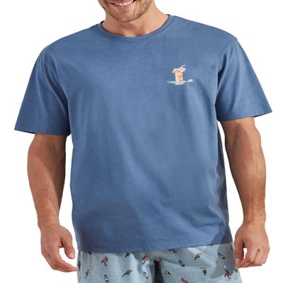 CARIBBEAN JOE Men's Pajama Shirt, Pajamas Sleep Top with Tiki Faced Design, Lightweight and Breathable PJs, Blue, Large