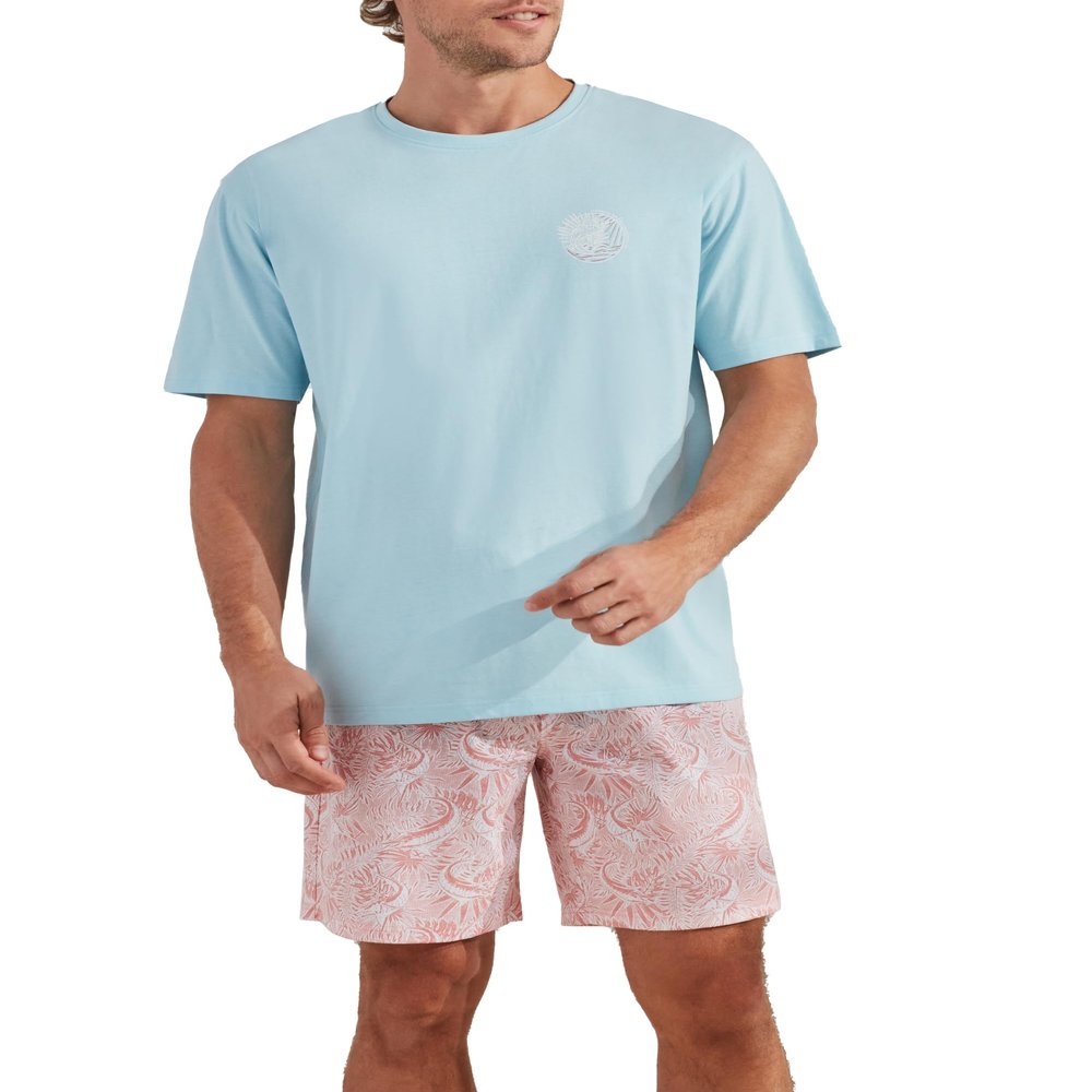 CARIBBEAN JOE Men's Pajama Sleep Set, Marlin Logo Shorts and Coral Crew Neck T-Shirt Pajamas, Lightweight Novelty PJs, X-Large