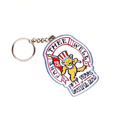 Rockabilia Grateful Dead Bear & Flag 50 Years Metal Key Chain white