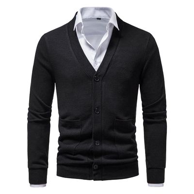 SWJGLITTR Men's Round Neck Sweater Slim Fit Lightweight Long Sleeve Sweater Man Solid Dress Crew Neck Knitted Pullover (Medium,Black)