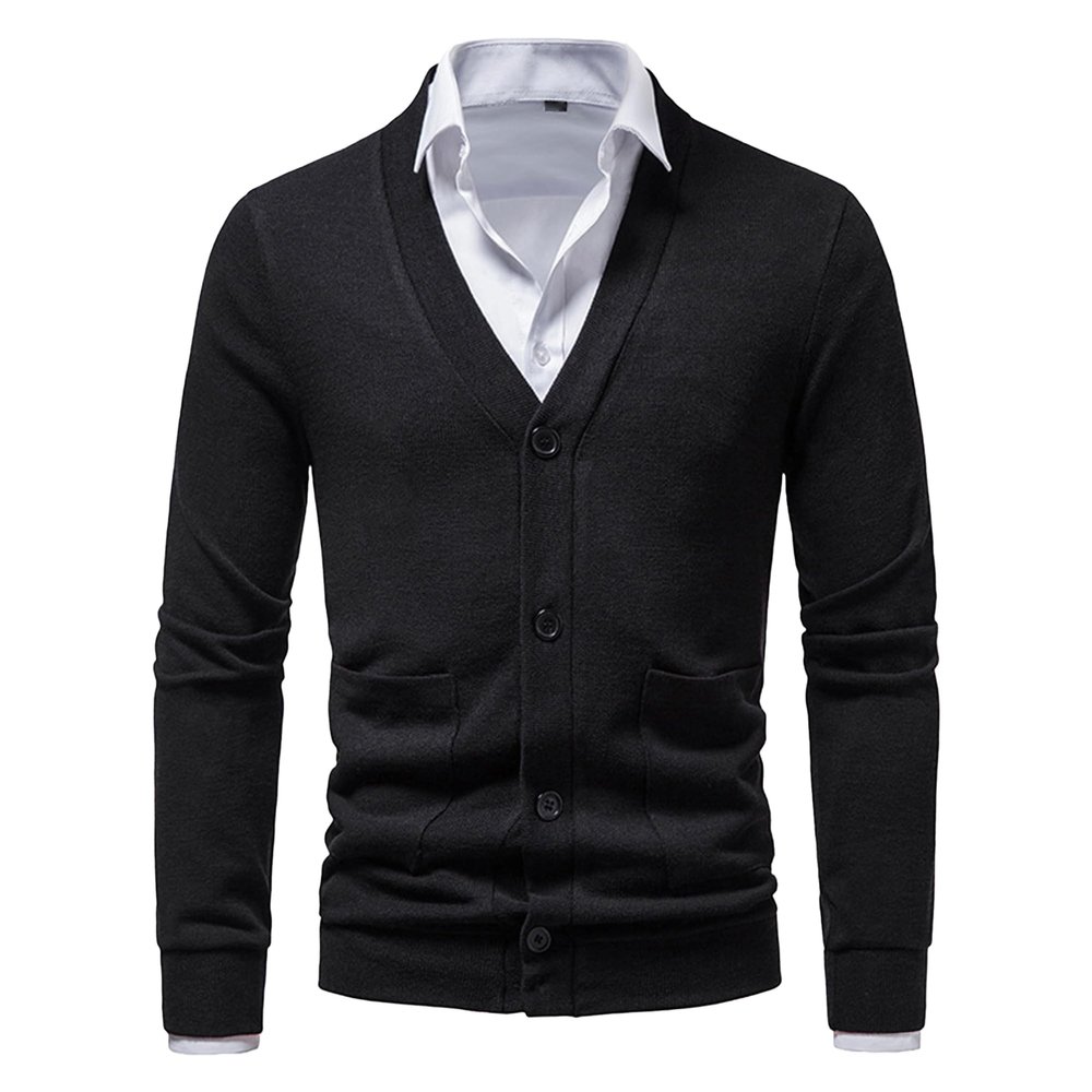 SWJGLITTR Men's Round Neck Sweater Slim Fit Lightweight Long Sleeve Sweater Man Solid Dress Crew Neck Knitted Pullover (Medium,Black)