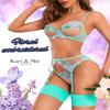 Kaei&Shi Floral Embroidered Garter Belt Set,Sheer Lingerie Sets for Women Sexy,Wedding Night Valentines Boudoir Outfits Mint Green X-Large view 4