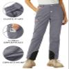TACVASEN Snow Pants Women Hiking Water Resistant Insulated Softshell Pants Fleece Lined Ski Warm Winter Pants Light Grey L view 3