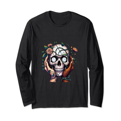 Healing Hands Skull Supportive Embrace Mental Therapy Long Sleeve T-Shirt