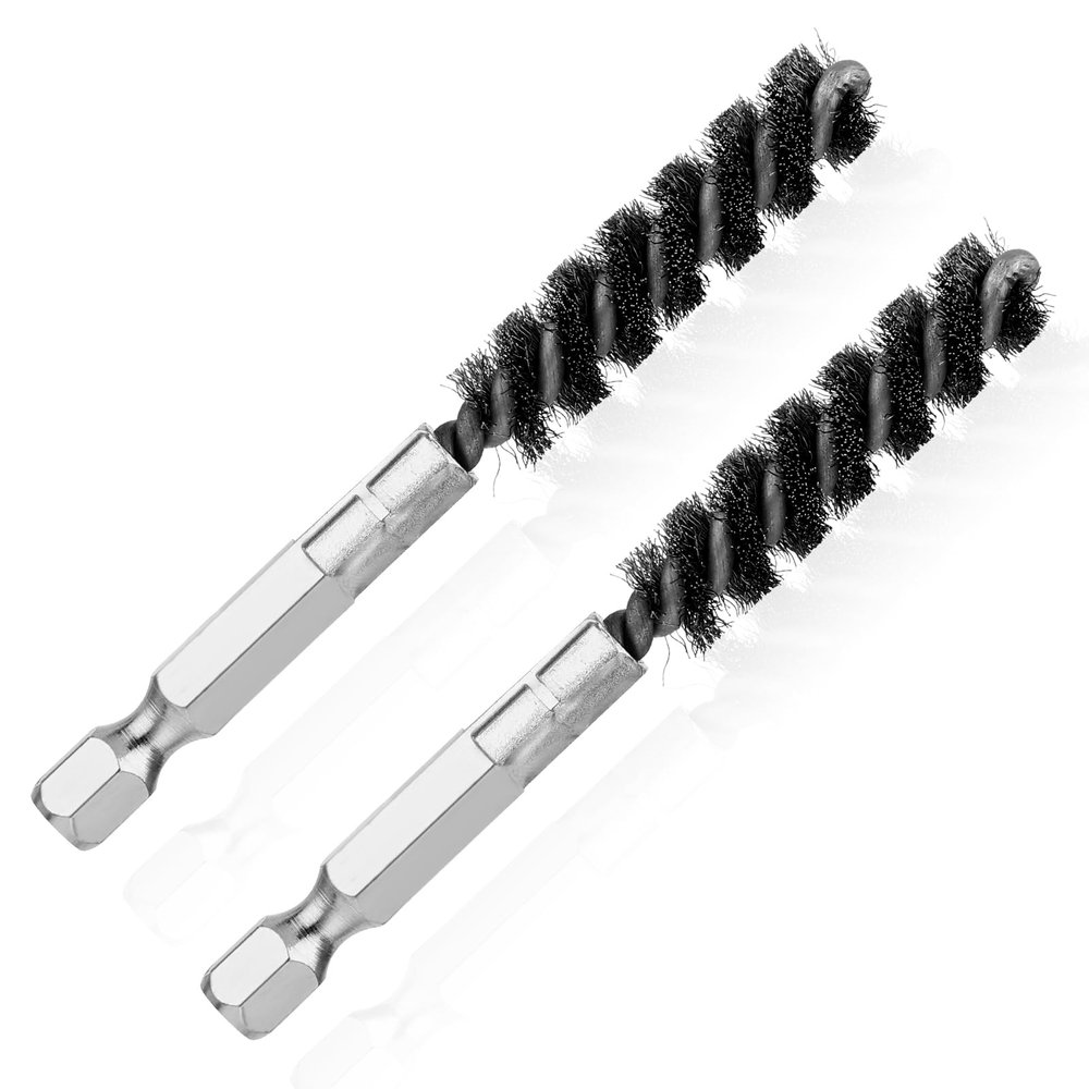 2PCS Golf Clubs Head Hosel Brush, Stainless Steel Golfs Shaft Ferrules Brushes Wire Bore Hex Shank Handle Electric Drill Wire Brushes for Deeply Clean Debris Dust Glue in Golf Club Hosel Holes (2)