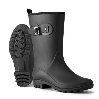 HISEA Women's Waterproof Rain Boots Wide Mid Calf Comfortable Rubber Shoes Lightweight Anti-slipping Rain Footwear for Outdoor Garden Farm Work