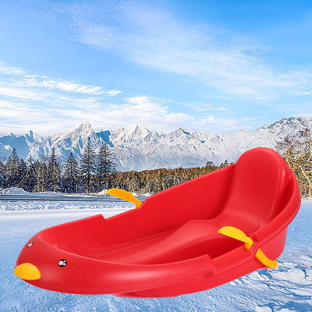 Thickened Wear-Resistant Sledge, Children's Snowboard Sledge, Plastic Sledge, Adult Sledge with Backrest