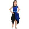 Sinleey Girls Ballet Praise Modern Lyrical Dance Dress Metallic Sleeveless Asymmetrical Hem Dress Performance Costume Blue&Black A 6 Years view 1
