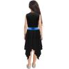 Sinleey Girls Ballet Praise Modern Lyrical Dance Dress Metallic Sleeveless Asymmetrical Hem Dress Performance Costume Blue&Black A 6 Years view 2