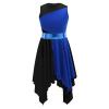 Sinleey Girls Ballet Praise Modern Lyrical Dance Dress Metallic Sleeveless Asymmetrical Hem Dress Performance Costume Blue&Black A 6 Years view 3