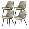 Chair Set of 4 with Metal Legs Leather Seat Comfortable Office Chair Waterproof Ergonomic Stylish Breakfast Chair for Dining Room Bedroom Kitchen (Color : Black Legs Bean Green) view 1