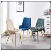 Chair Set of 4 with Metal Legs Leather Seat Comfortable Office Chair Waterproof Ergonomic Stylish Breakfast Chair for Dining Room Bedroom Kitchen (Color : Black Legs Bean Green) view 2