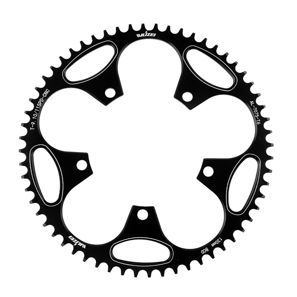BIKECO Bicycle Narrow Wide Chainring 110/130BCD 5 Screws Round Bicycle Chainring 36/38/40/42/44/46/48/50/52/54/56/58/60T Bicycle Chainring for 9 10 11 Speed Road Bike MTB (130BCD,56T)