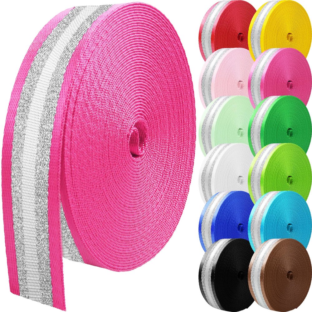 Grosun 10 Yards Nylon Webbing 1.5 inch 2 inch Webbing Straps Backpack Straps Nylon Belt for Indoor or Outdoor Gear, DIY Crafting, Handles, Luggage, Slings (Rose Pink, 1.5 inch)