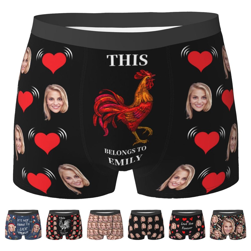 Custom Boxer Brief for Men, Personalized Boxers Briefs with Face, Customized Gifts for Him Medium