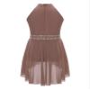 TiaoBug Kids Girls Lyrical Contemporary Modern Dance Costume Sleeveless Hater Ballet Leotard Figure Ice Skating Dress Dusty Pink 12 Years view 3