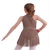 TiaoBug Kids Girls Lyrical Contemporary Modern Dance Costume Sleeveless Hater Ballet Leotard Figure Ice Skating Dress Dusty Pink 12 Years view 4
