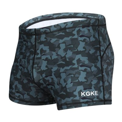 KGKE Mens-Swim-Jammers Athletic-Swimwear Quick-Dry-Shorts Durable-Team-Swimsuits - Drawstring Competition Swimming UPF50+ (Grey Camo,4XL)