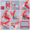 Leyndo 2 Sets Kids Mini Hockey Set Includes 2 Hockey Nets 2 Mini Hockey Goal 4 Plastic Mini Hockey Sticks 4 Foam Balls Knee Hockey Goal Hockey Ball for Kids Indoor Floor(Bright Color) view 3