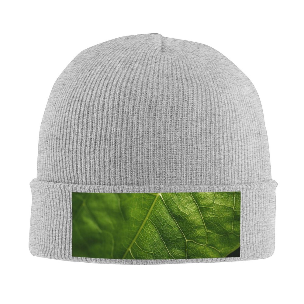 Knit Slouchy Beanie Hats for Men Women Green Plant Leaf Warm Cozy Knitted Cuffed Cap Winter Thick Ski Cap