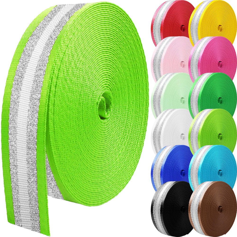 Grosun 10 Yards Nylon Webbing 1.5 inch 2 inch Webbing Straps Backpack Straps Nylon Belt for Indoor or Outdoor Gear, DIY Crafting, Handles, Luggage, Slings (Fluorescent Green, 1.5 inch)