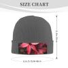 Knit Slouchy Beanie Hats for Men Women Red Leaf Warm Cozy Knitted Cuffed Cap Winter Thick Ski Cap view 2