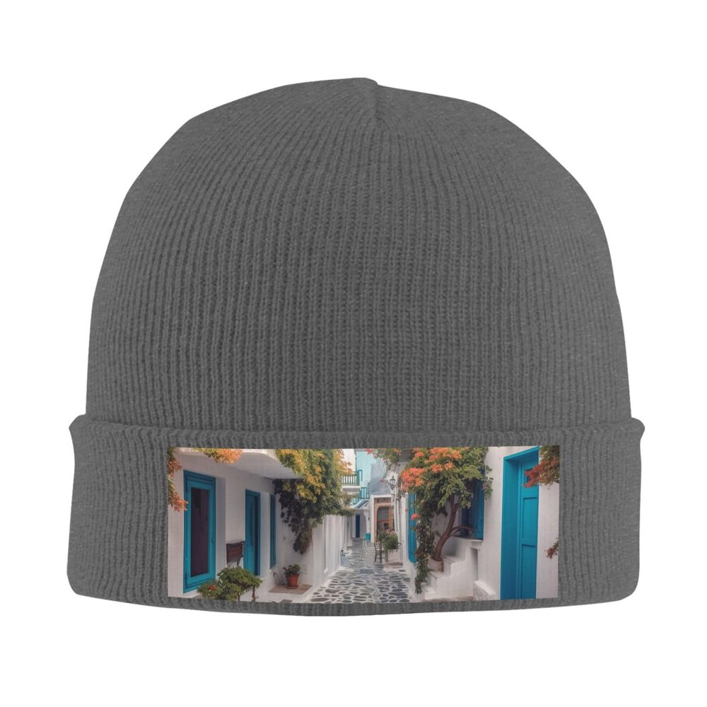BTCOWZRV Knit Slouchy Beanie Hats for Men Women Greece Street Warm Cozy Knitted Cuffed Cap Winter Thick Ski Cap Deep Heather