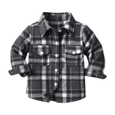 AMIMOJY Toddler Boys Girls Shirt Coat Jacket Plaid Long Sleeve Kids Turn Down Collar Button Tops Kids Winter (J, 3-4 Years)