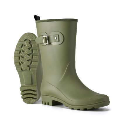 HISEA Women's Waterproof Rain Boots Wide Mid Calf Comfortable Rubber Shoes Lightweight Anti-slipping Rain Footwear for Outdoor Garden Farm Work