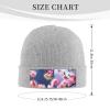 BTCOWZRV Knit Slouchy Beanie Hats for Men Women Flowers Butterflies Warm Cozy Knitted Cuffed Cap Winter Thick Ski Cap Gray view 2
