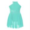 TiaoBug Kids Girls Lyrical Contemporary Modern Dance Costume Sleeveless Hater Ballet Leotard Figure Ice Skating Dress Mint Green 12 Years view 1