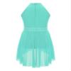 TiaoBug Kids Girls Lyrical Contemporary Modern Dance Costume Sleeveless Hater Ballet Leotard Figure Ice Skating Dress Mint Green 12 Years view 3