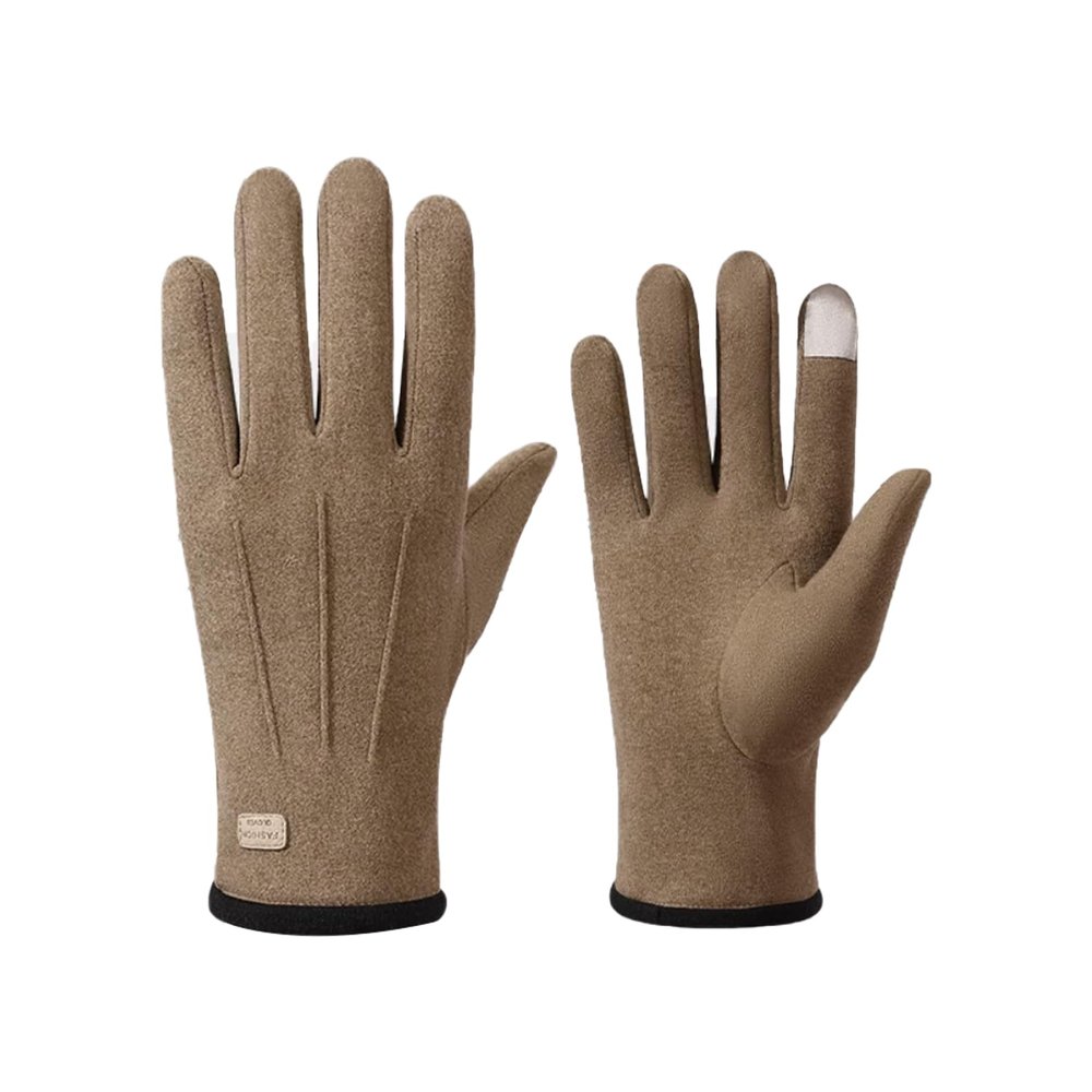 Cozy Gloves Men's Winter De Velvet Warm Thickened Cycling Fall and Winter Windproof Five-Finger Gloves 1 Pair Gift