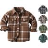 AMIMOJY Toddler Boys Girls Shirt Coat Jacket Plaid Long Sleeve Kids Turn Down Collar Button Tops Kids Winter (M, 18-24 Months) view 3