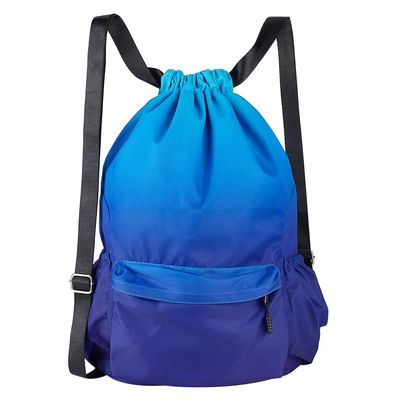 WADORN Drawstring Waterproof Backpack, Gradient Color Gym Storage Bags Oraganizer for Women Men for Gym Sport Beach Outdoor Trip Cinch Sack DIY for Women Men, Blue, 19x16.14 Inch