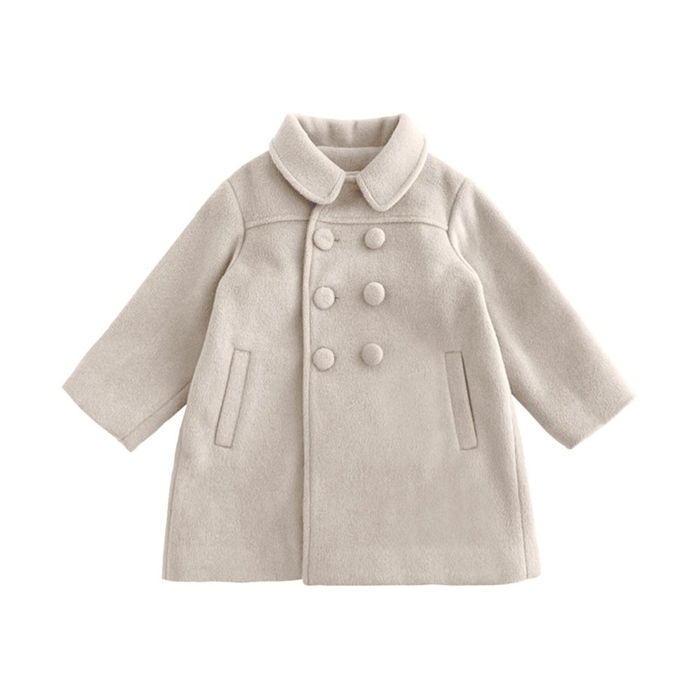 AMIMOJY Baby Girls Dress Coat Kids Winter Jackets Button Peacoat Toddler Clothes Outwear Girls Coat Small (White, 18-24 Months)