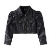 AMIMOJY Toddler Girl Long Sleeve Short Leather Jacket Motorcycle Jacket Casual PU Leather Coat For 2 To 8 (Black, 7-8 Years) view 1