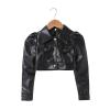 AMIMOJY Toddler Girl Long Sleeve Short Leather Jacket Motorcycle Jacket Casual PU Leather Coat For 2 To 8 (Black, 7-8 Years) view 2