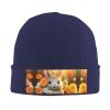 Knit Slouchy Beanie Hats for Men Women Rabbit Bird Flower Warm Cozy Knitted Cuffed Cap Winter Thick Ski Cap Navy Blue view 1