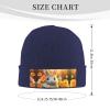 Knit Slouchy Beanie Hats for Men Women Rabbit Bird Flower Warm Cozy Knitted Cuffed Cap Winter Thick Ski Cap Navy Blue view 2