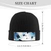 Knit Slouchy Beanie Hats for Men Women Graduation Caps in Sky Warm Cozy Knitted Cuffed Cap Winter Thick Ski Cap view 2
