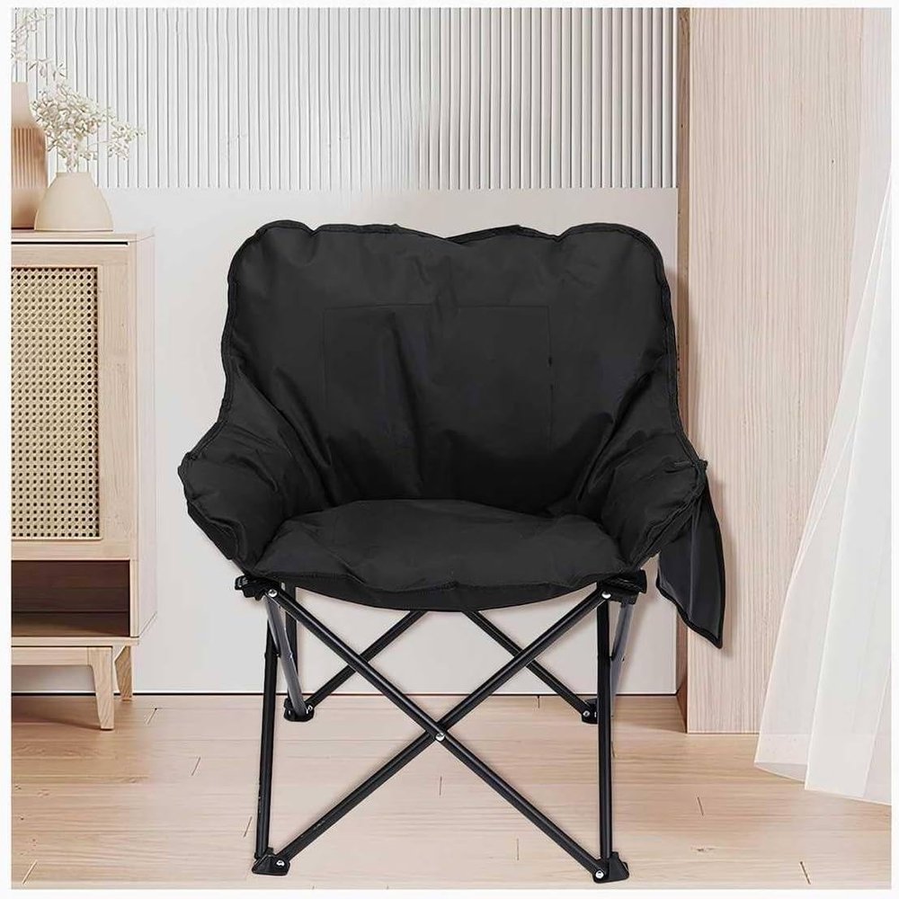 Camping Chairs, Oversized Heated Camping Chairs for Adults, Portable Heated Cushion Folding Chair with 3 Heat Levels, Lawn Chairs Folding Supports up to 420lbs,Black-66x43x43cm